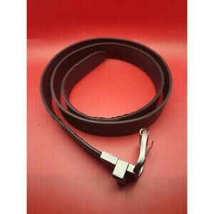 Men’s Brown Leather Belt 3X 50–52 Brushed Silver Buckle Classic Dress Casual